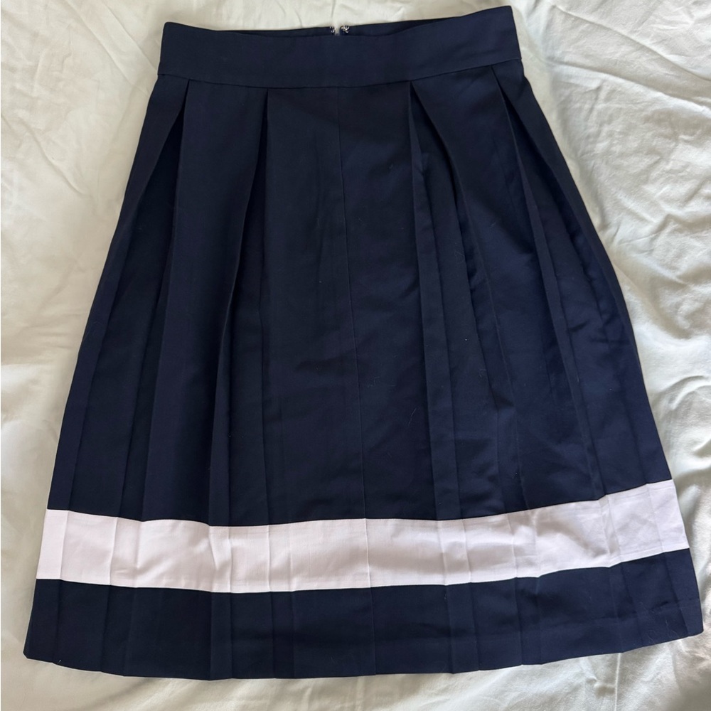 Navy midi skirt with white stripe size medium